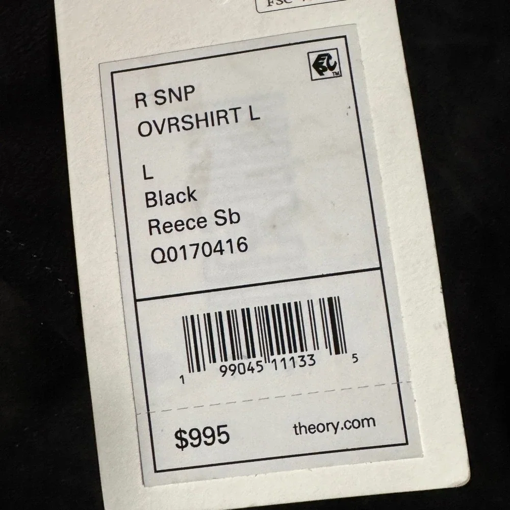 Theory Suede Leather Overshirt Mens L Black Reece SB Snap Front Jacket